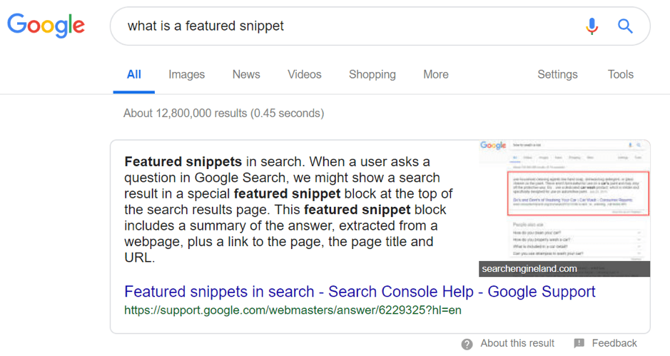 Featured Snippets Result